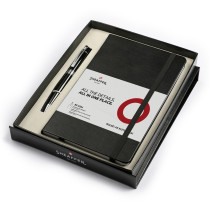 Sheaffer 300 Ballpoint Pen Gift Set - Gloss Black Chrome Trim with A5 Notebook